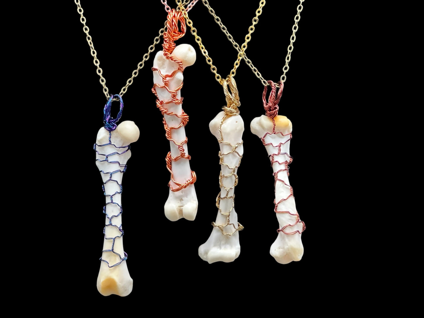 Skunk Tibia Necklace Wire Wrapped (Brown)