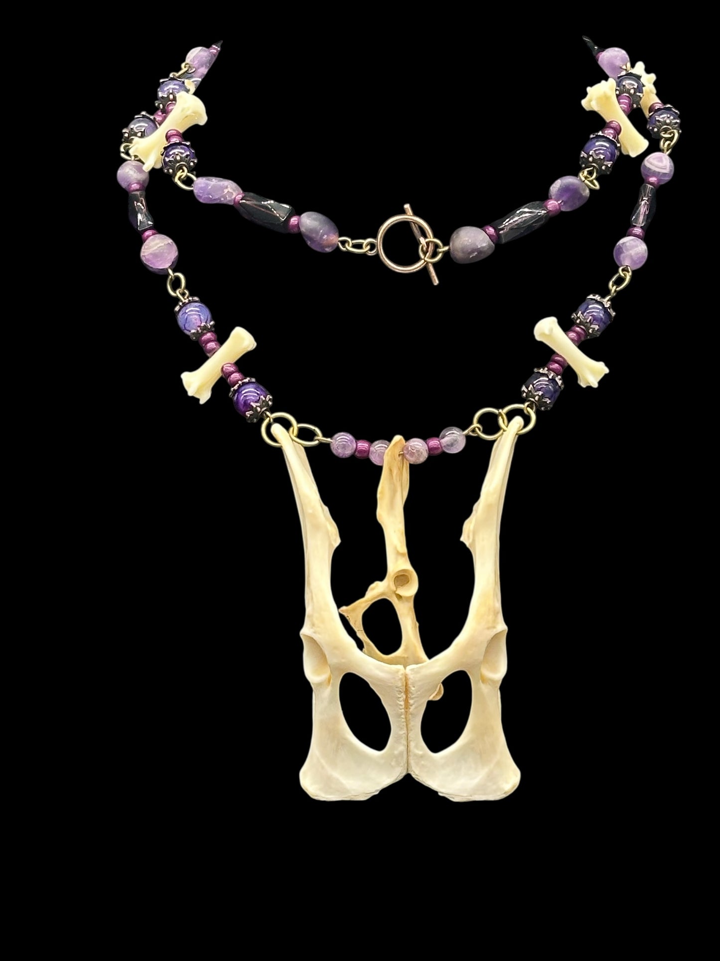 Cat Bones & Amethyst Necklace