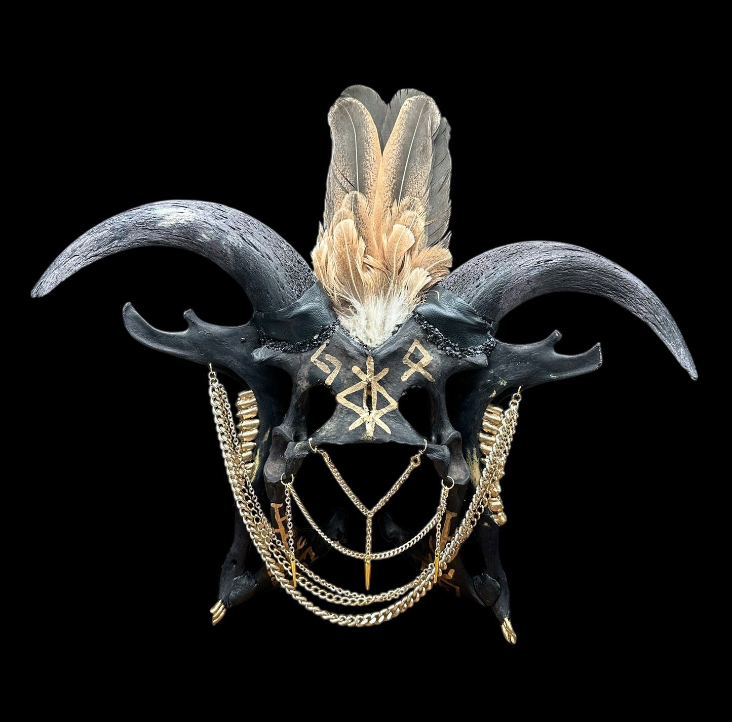 Deer Pelvis Mask (Black & Gold)