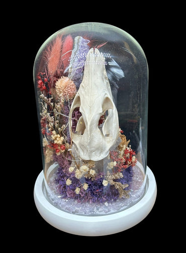Fox & Amethyst Lighted Glass Dome
