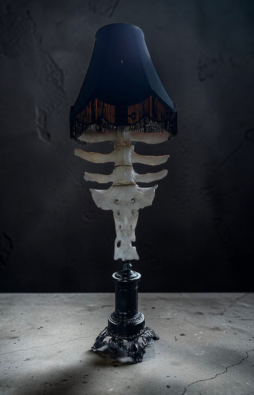 Cow Vertebrae and Sacrum Gothic Black Lamp