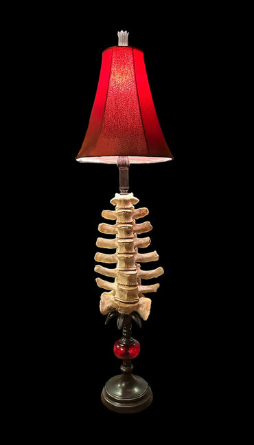 Red Lamp with Baby Cow Spine