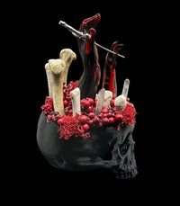 3D Printed Black Skull with Dagger Hands