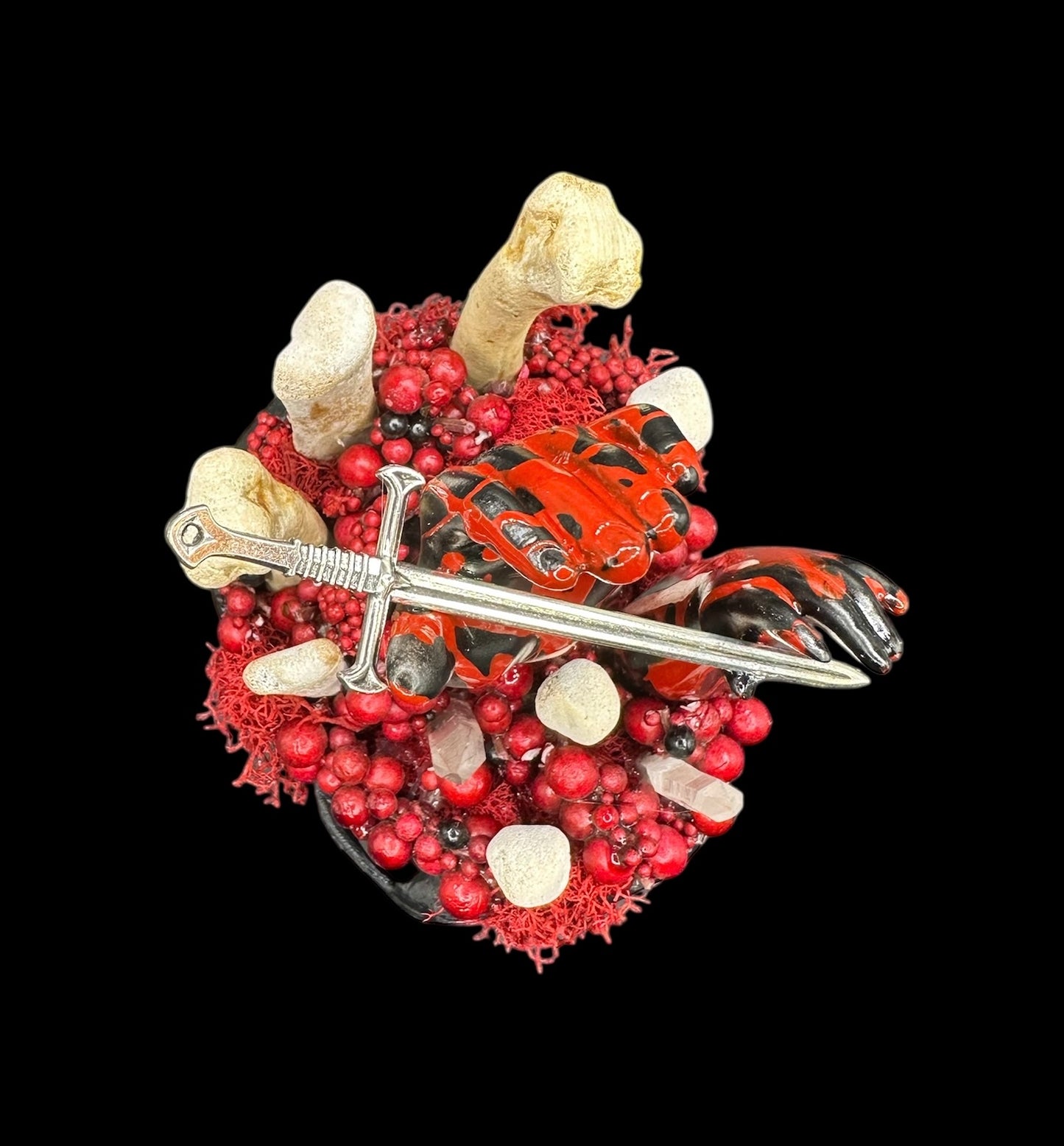 3D Printed Black Skull with Dagger Hands