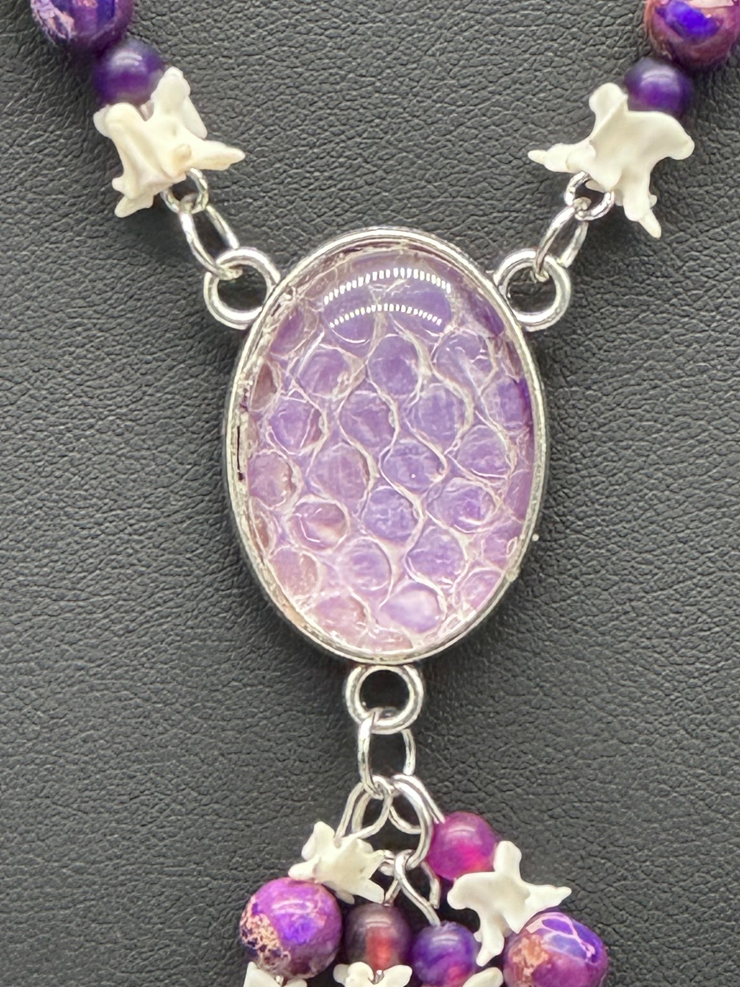 Snake Vertebrae & Snake Rib Necklace (Purple)