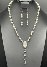 Snake Vertebrae Necklace with Pyrite Beads