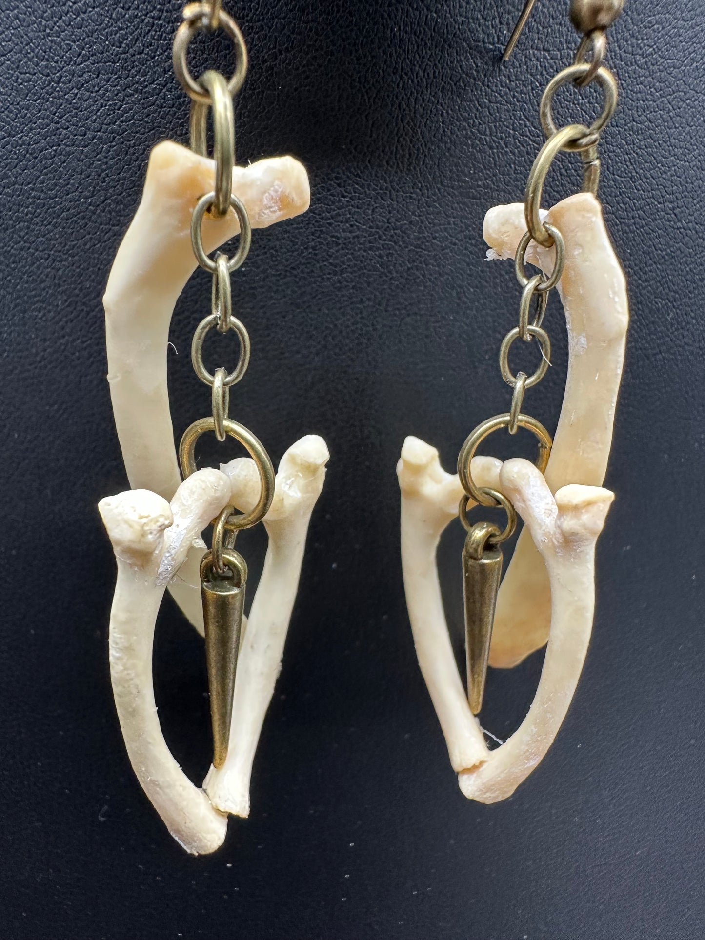 Fox Rib Earrings with Spiked Cone