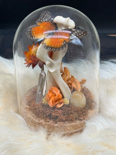 Bones & Butterfly Glass Dome (Orange)