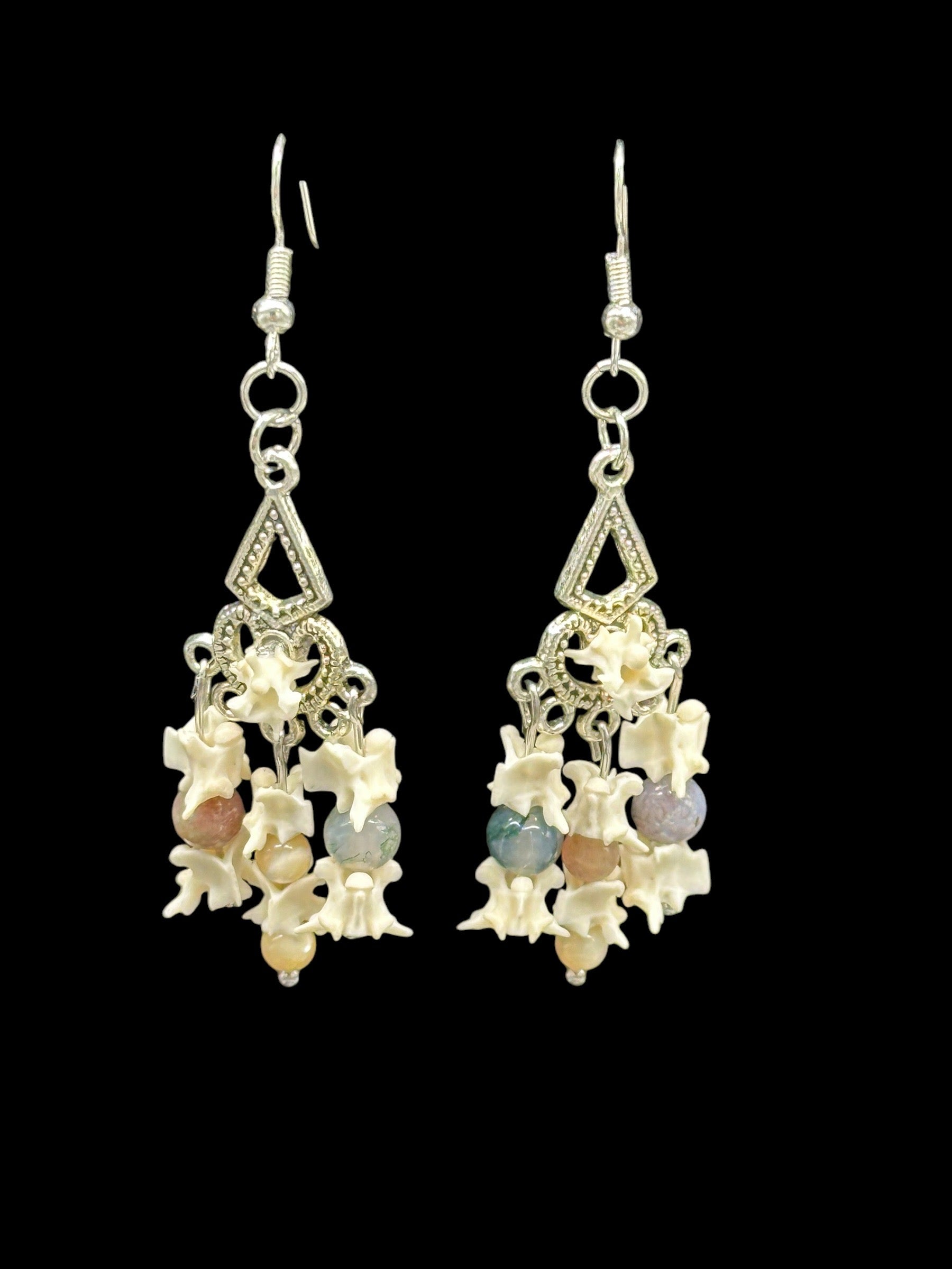 Gopher Snake Vertebrae Chandelier Earrings