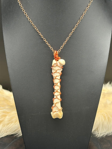 Raccoon Femur Necklace Wire Wrapped (Copper)