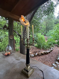 Italian Lamp with Coyote Skull and Goat Spine