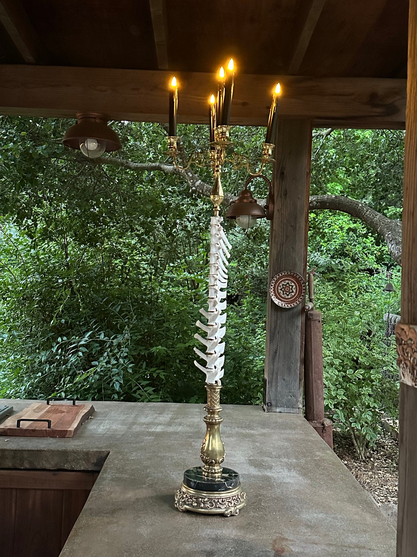 Italian Marble Candelabra with Deer Spine
