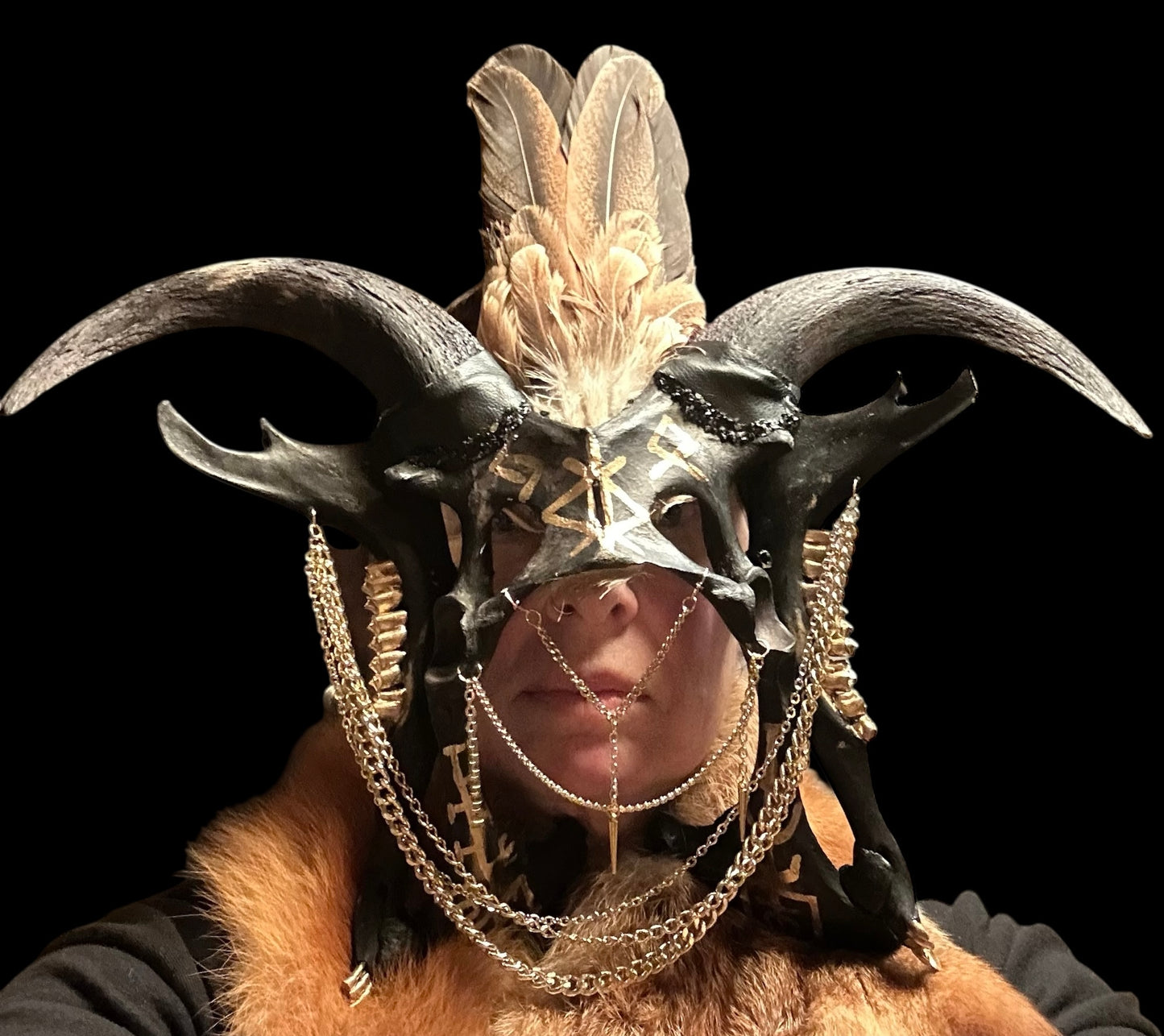 Deer Pelvis Mask (Black & Gold)