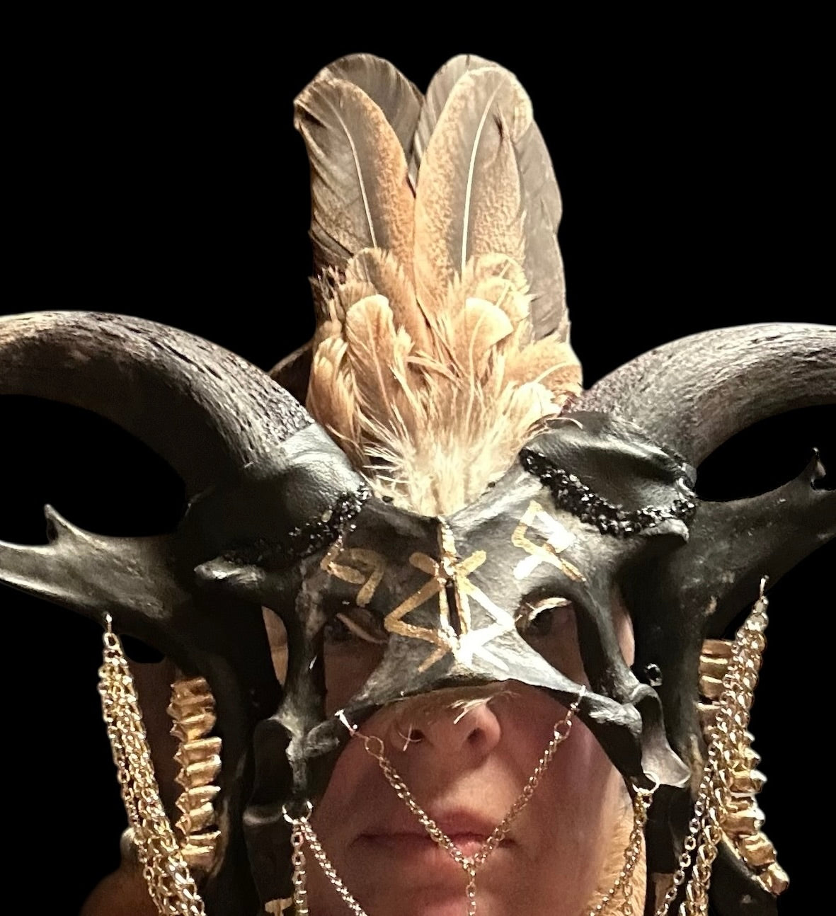 Deer Pelvis Mask (Black & Gold)