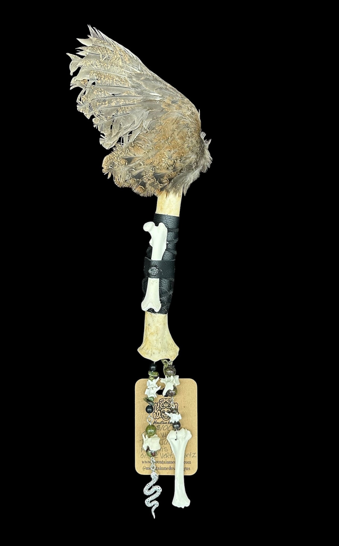 Quail Wing Smudge Fan with Deer  & Squirrel Leg Handle