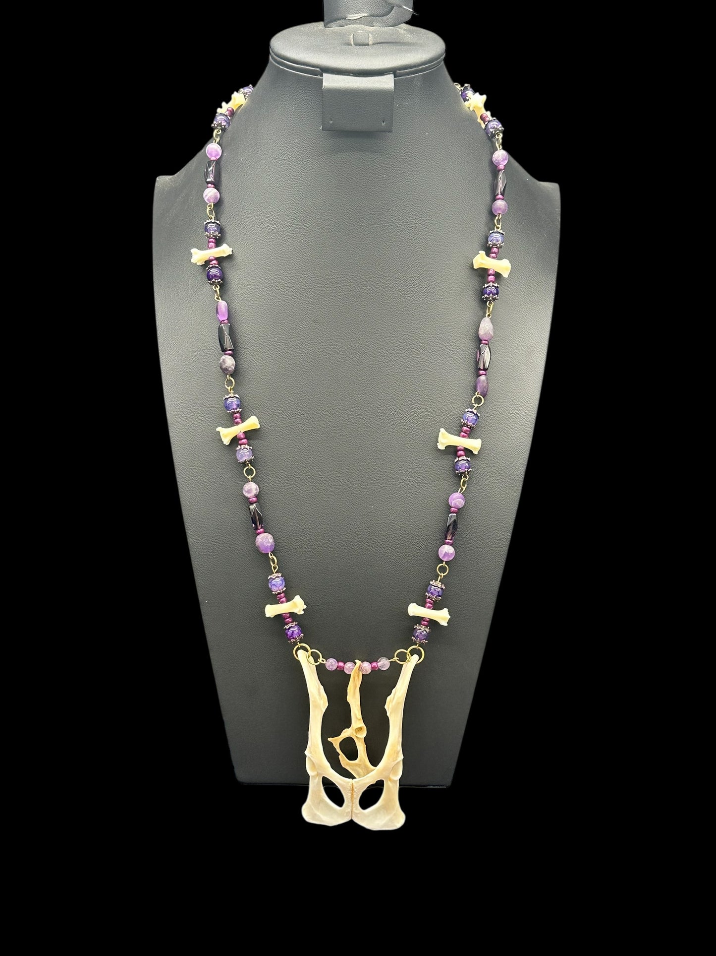 Cat Bones & Amethyst Necklace
