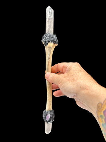 Deer Tiba Wand with Quartz Points