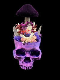 3D Printed Purple Skull with Jaw & Mushroom