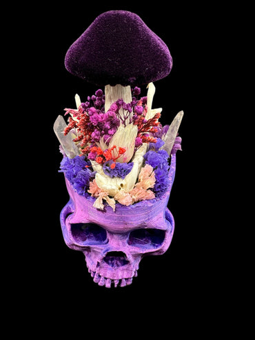 3D Printed Purple Skull with Jaw & Mushroom