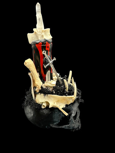 3D Printed Black Skull with Porcelain Leg & Dagger