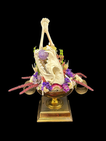 Fox Skull & Deer Jaw Candle Holder