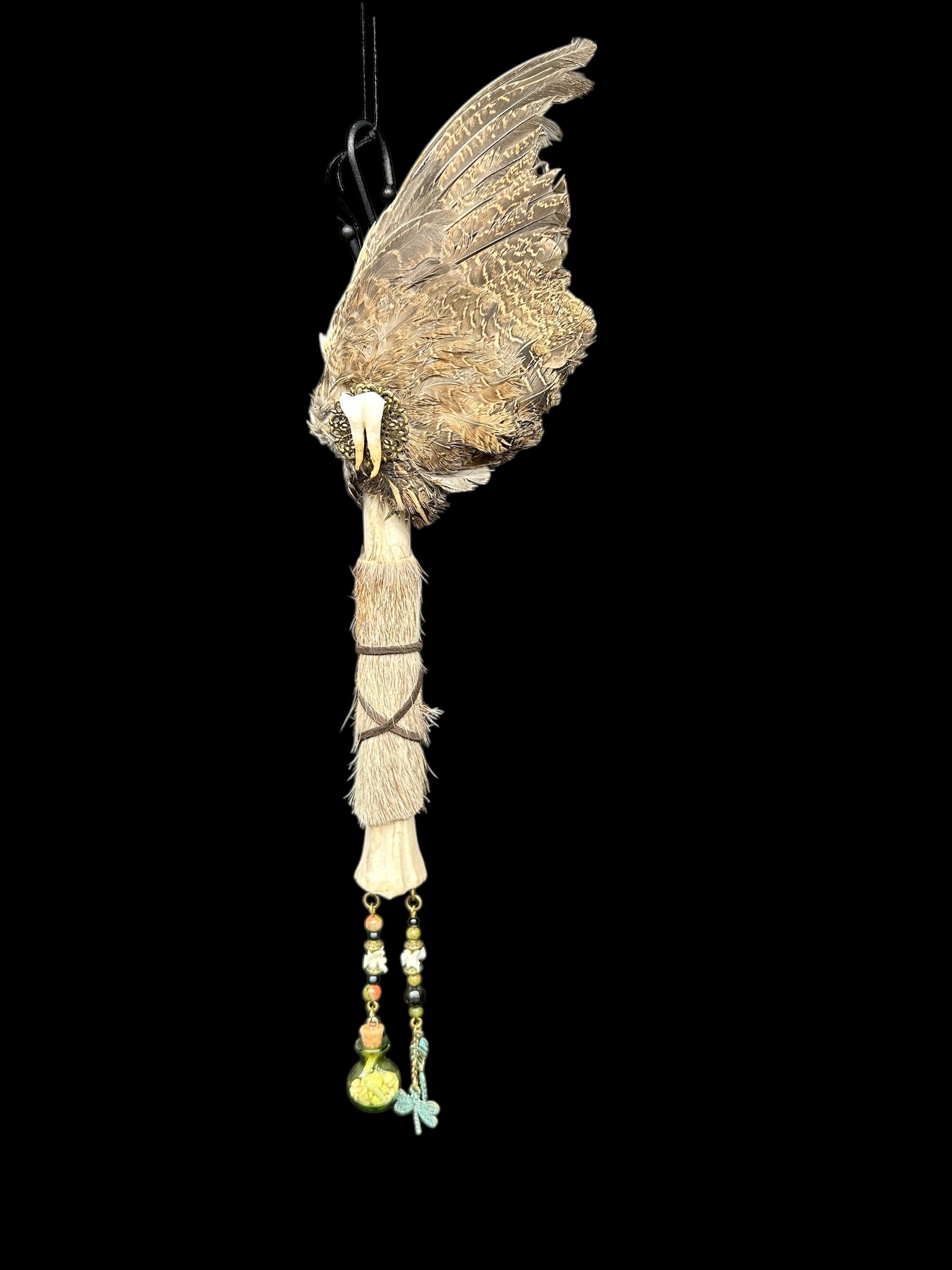 Quail Wing Smudge Fan with Deer Leg Handle