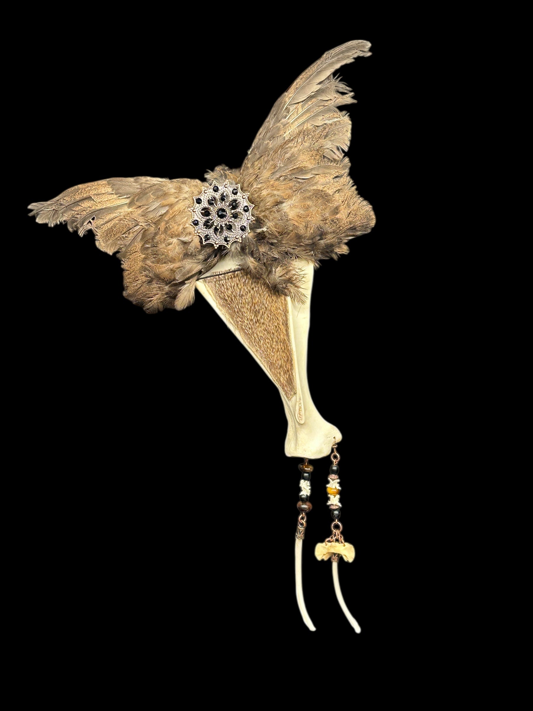 Quail Wing Smudge Fan with Deer Scapula Handle