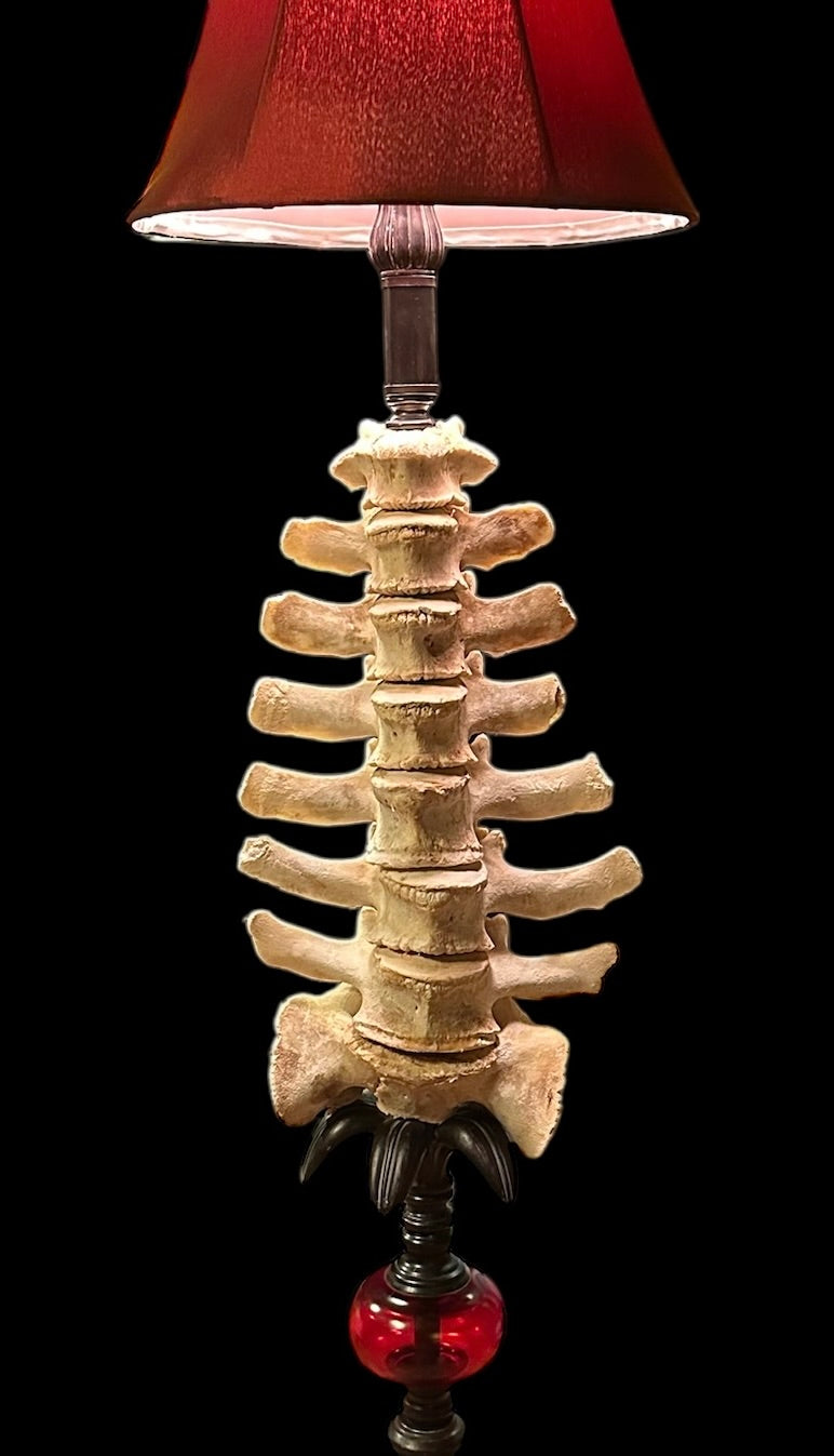 Red Lamp with Baby Cow Spine