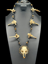 Muskrat Skull with Coyote Vertebrae Necklace
