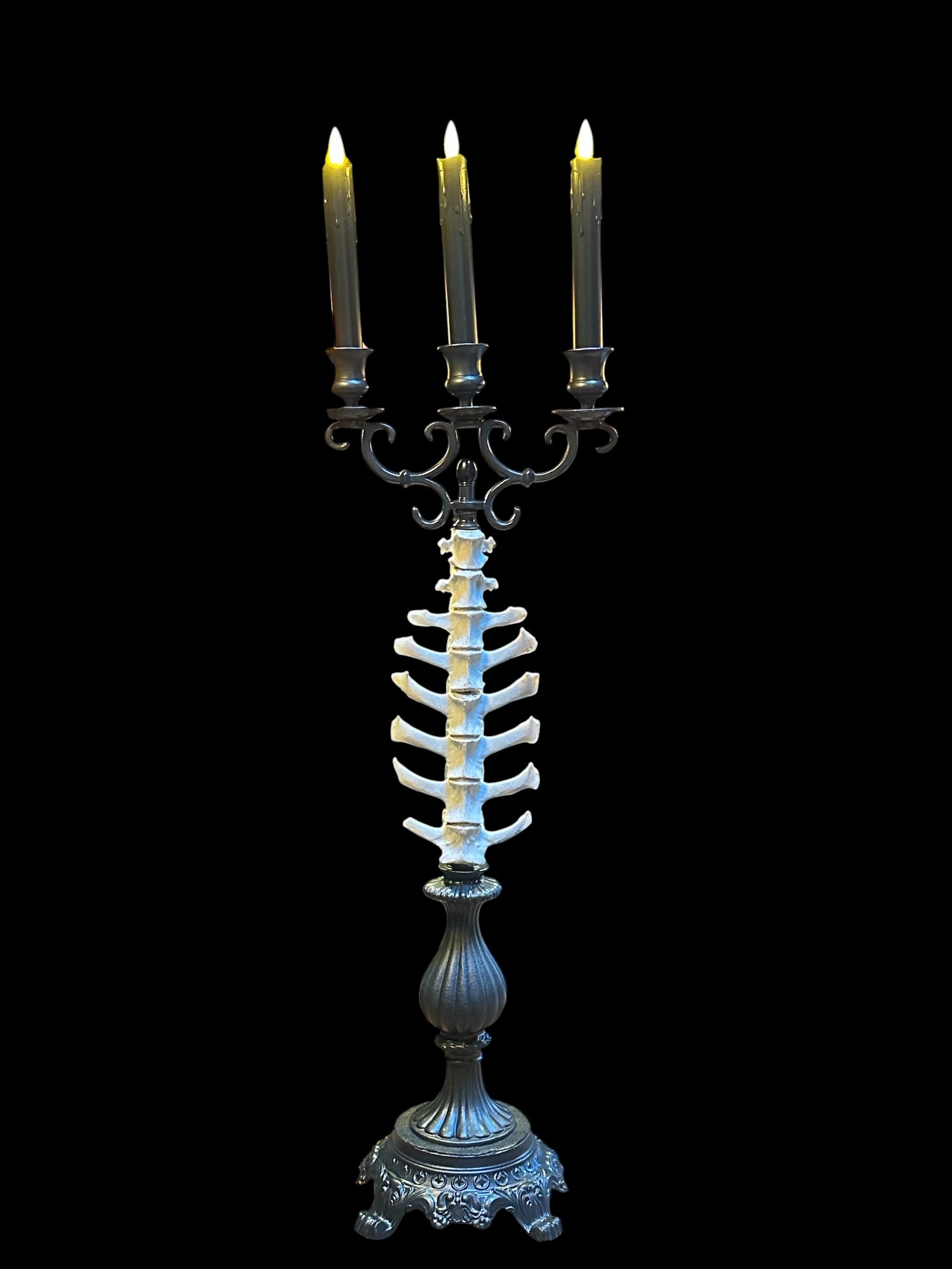Brass Candelabra with Sheep Vertebrae