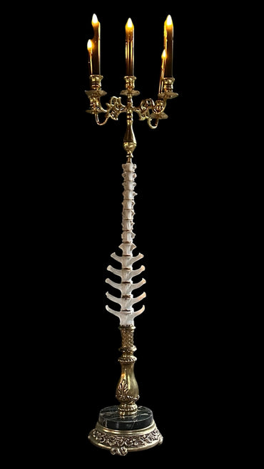Italian Marble Candelabra with Deer Spine