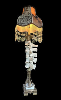 Cow Spine Lamp with Beaded Lamp Shade