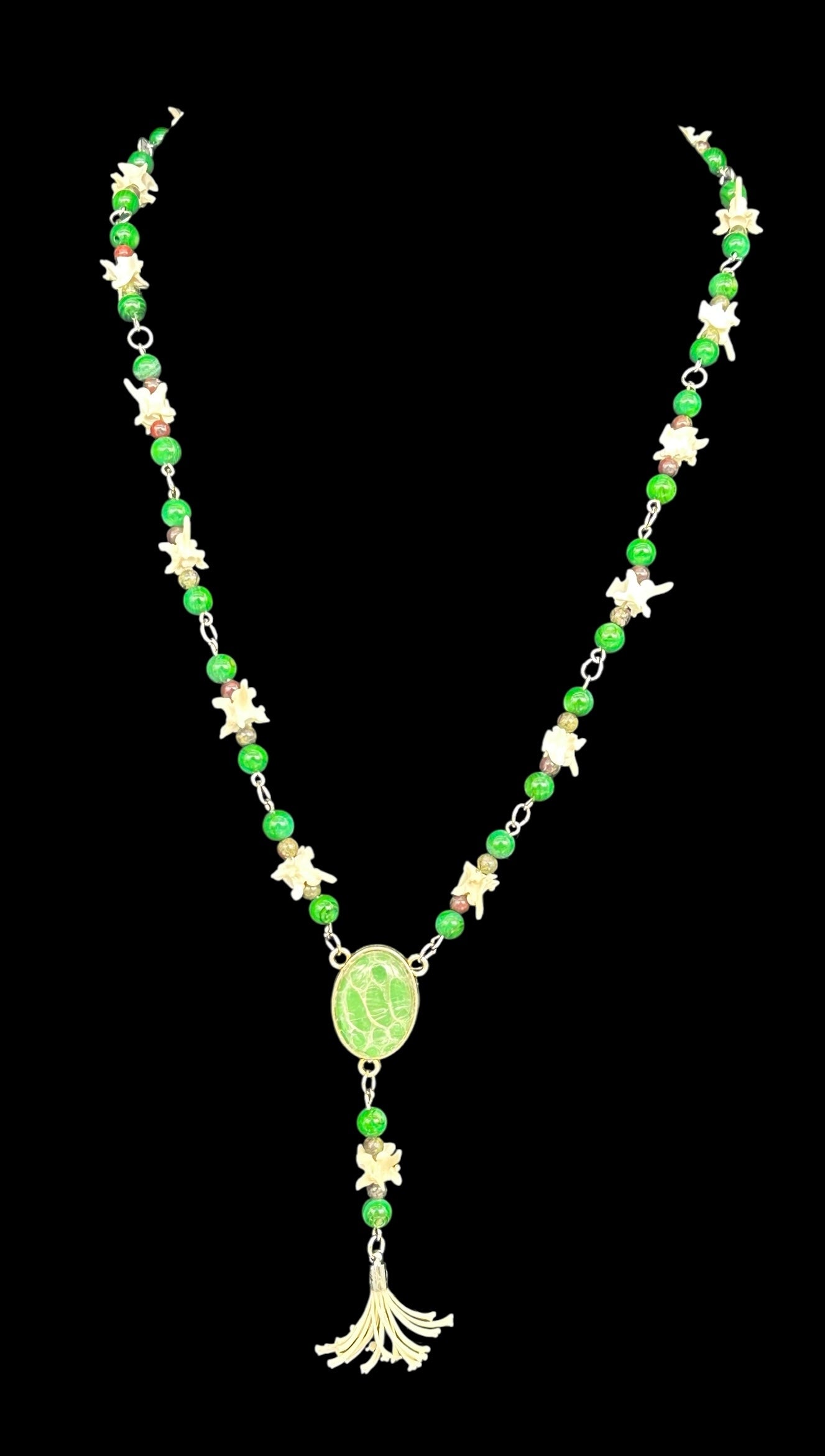 Snake Vertebrae with Boa Snake Shed Necklace