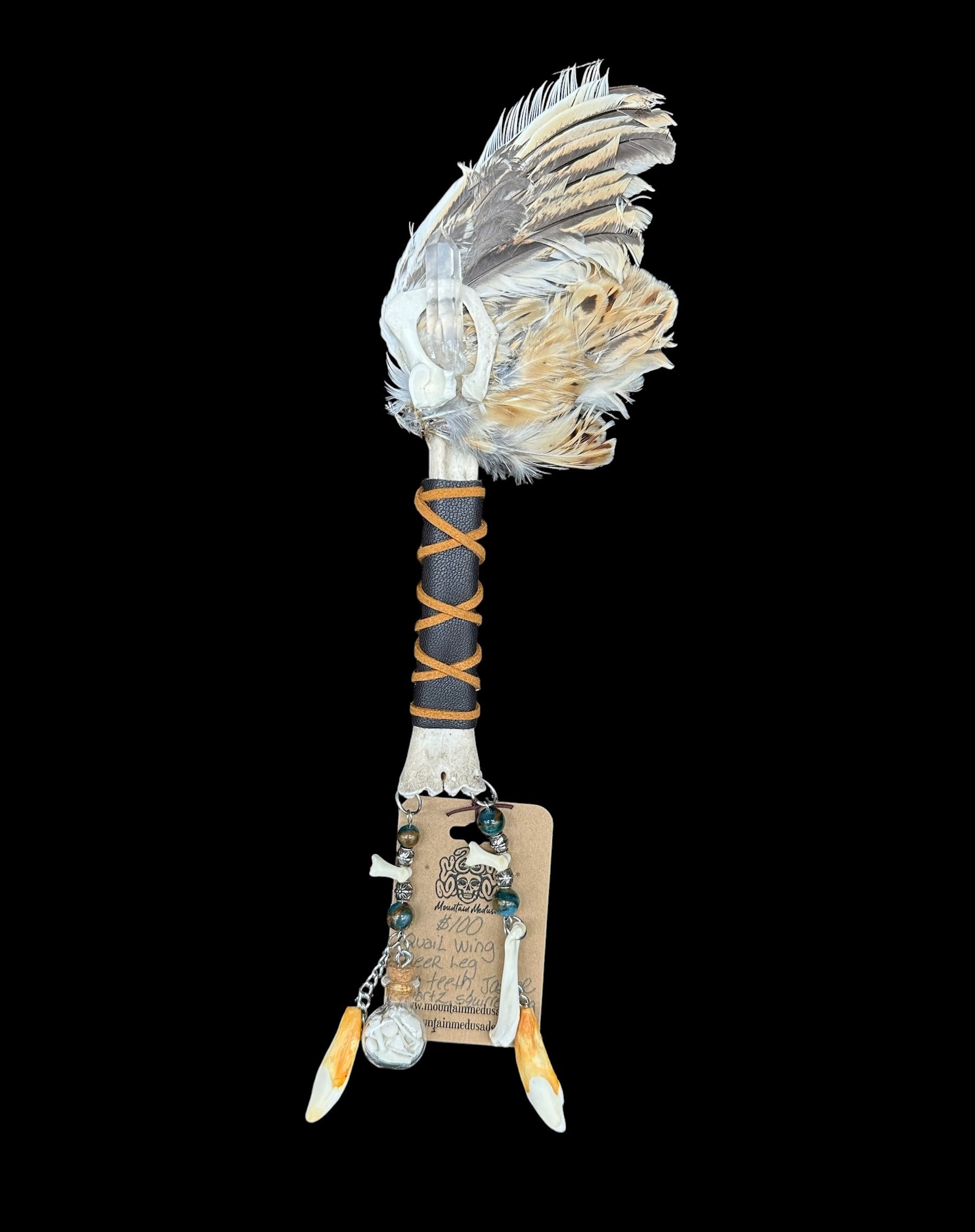 Quail Wing Fan with Deer Leg Handle