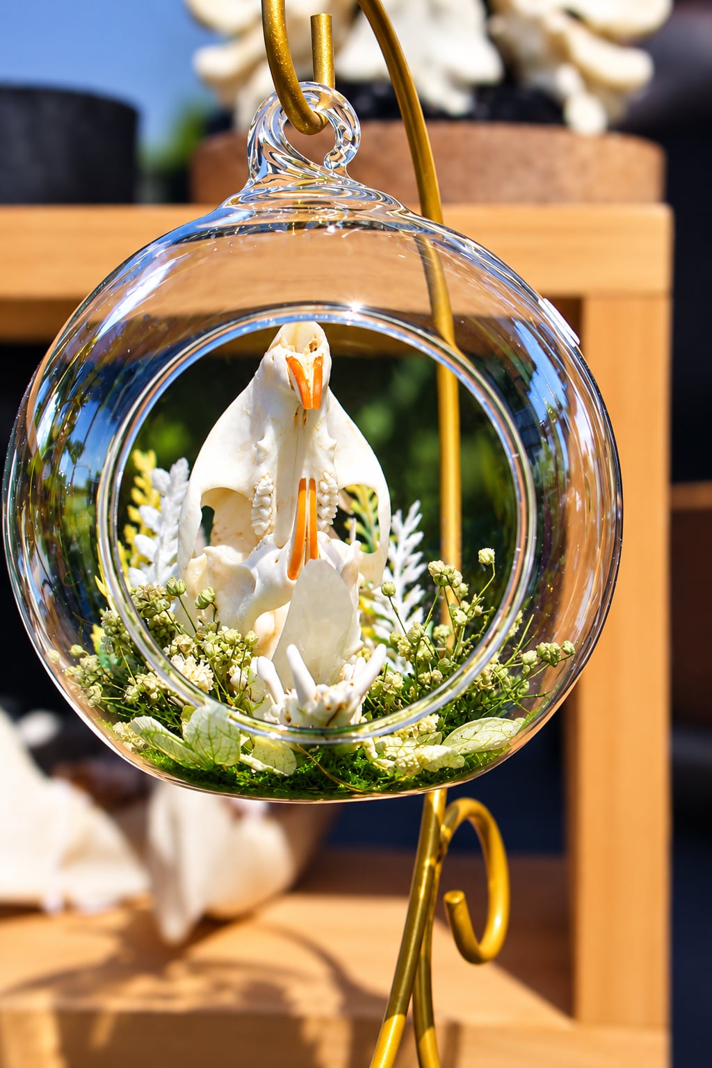 Glass Ornament - Muskrat Skull in Yellow
