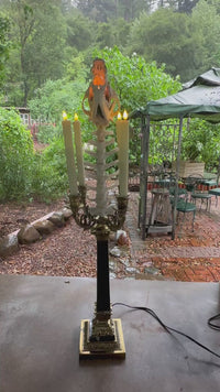Italian Lamp with Coyote Skull and Goat Spine