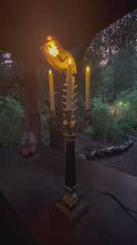 Italian Lamp with Coyote Skull and Goat Spine