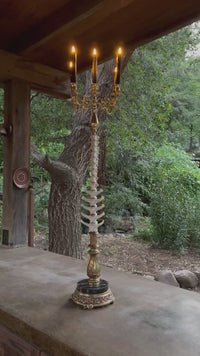 Italian Marble Candelabra with Deer Spine