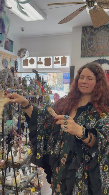 Quail Wing Smudge Fan with Deer Antler Handle