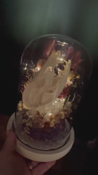 Fox & Amethyst Lighted Glass Dome